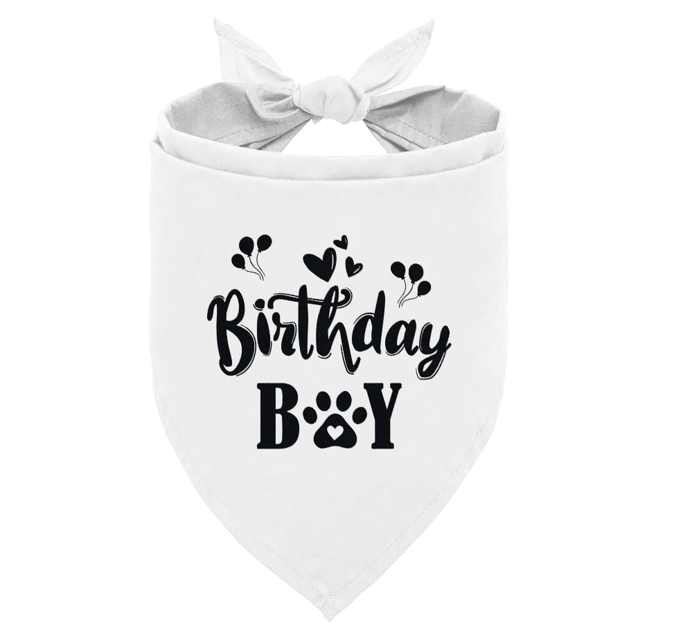 Birthday Boy Dog Bandana White Dog Bandana Funny Cute Dog Bandana Pet Dog Triangle Scarf Pet Dog Scarf Accessories Gift for Dog Lover Dog Bandana for Small Medium Large Dogs (D30)